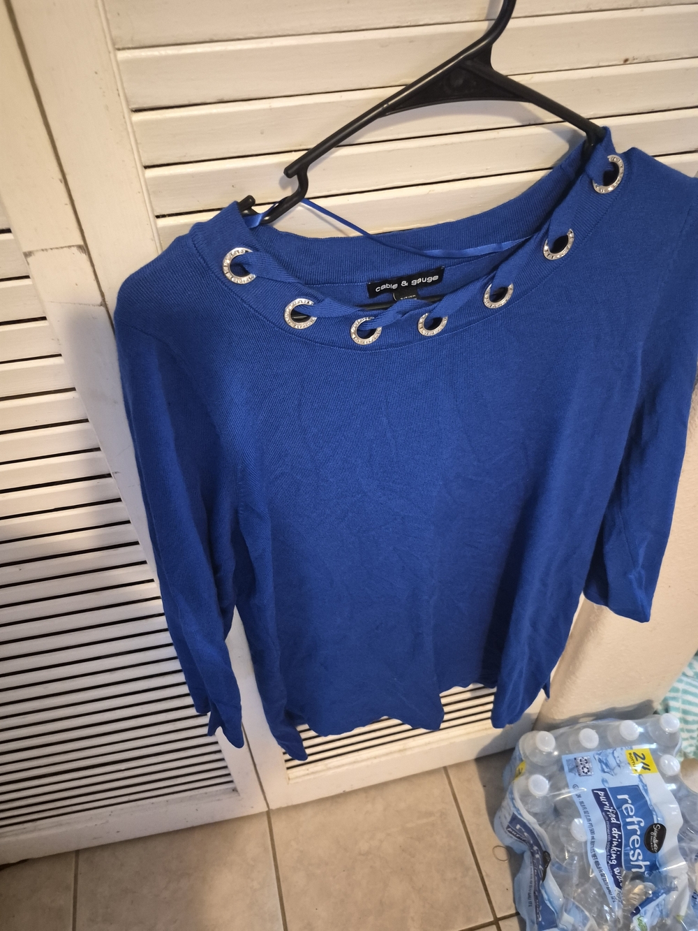 Cynthia Steffe Bright Blue Grommet-Trim Long Sleeve Top